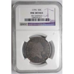 NGC 1795 Half $, Fine details, rev. damage, (very small pin prick, easily missed