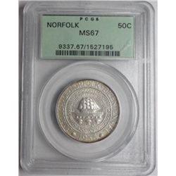 PCGS 1936 Norfolk Gem Bu67, creamy satiny luster, 1527195 minted