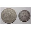Image 2 : 2 Type Coins 1834 Bust Half $ VF, 1854 w/arr seated Quarter VF/XF