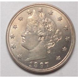 1897 V Nickel Tough in MS Choice BU 64 Well struck with golden tone