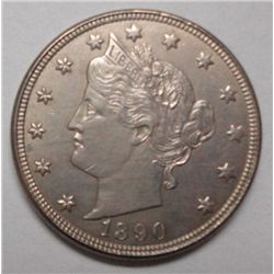 1890 V Nickel, tough in MS Ch CU 63+, well struck w