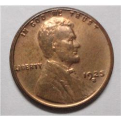Rare in High MS Grades, Red 1925-S Lincoln Cent, 64 Red, no spots