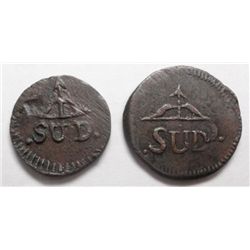 2 early Mexico 1813 2 real, OAXACA insurgent coinageBoth XF lrge & smll planchet