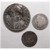 Image 1 : 3 Spanish Colonial Unattribute 1795 2 real mny chopmarks 1758 1/2 real, 1783 1/2