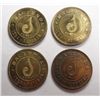 Image 1 : (4) SCARCE PUERTO RICO HACIENDA VEGA REDONDA  TOKENS! ALL MED BU