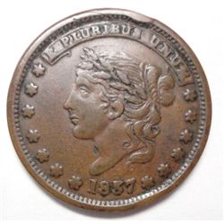 Scarce Hard Times Token 1837/57 overdate HT-46R VF XF