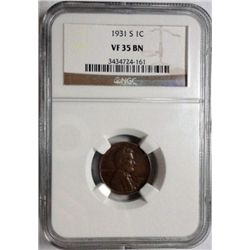 1931S Lincoln penny  NGC  35BN