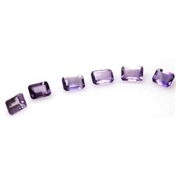 Natural 5.13ctw Amethyst Emerald Cut 7x5 (6) Stone