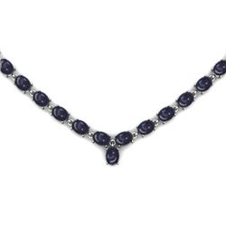 NATURAL 22.00 CTW SAPPHIRE NECKLACE .925 STERLING SILV