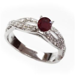 Natural 1.84 ct 3.80g Ruby & Diamond 14k WG Ring