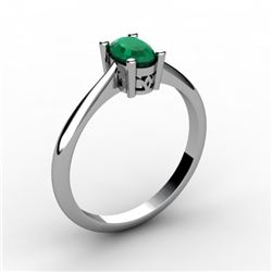 Emerald 0.52 ctw Ring 14kt White Gold