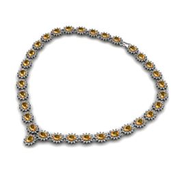 Citrine 48.90 ctw Diamond Necklace 14kt White Gold