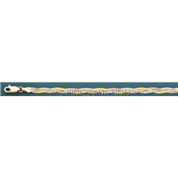 3 COLOR BRAIDED 7in. 2.2 grs 14kt 3tone Gold
