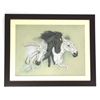 Image 1 : 3 Stallion Heads Gemstone Painting w/ Frame