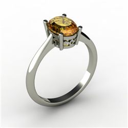 Citrine 1.25 ctw Ring 14kt White Gold