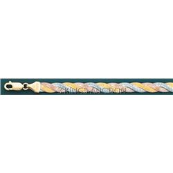 3 COLOR BRAIDED 7in. 7.4 grs 14kt 3tone Gold