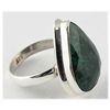 Image 2 : 35.94ct Natural Pear Emerald Sterling Silver Ring