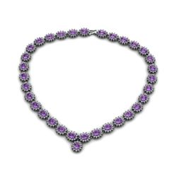 Amethyst 48.90 ctw Diamond Necklace 14kt White Gold