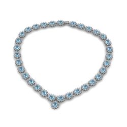 Aqua Marine 43.95 ctw Diamond Necklace 14kt White Gold