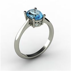 Aqua Marine 1.10 ctw Ring 14kt White Gold