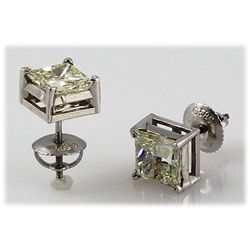 Genuine 2.40 ctw Princess Cut Earring J-K, SI3/I1