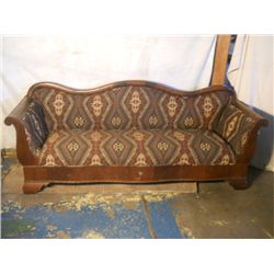 Antique Re-Upholstered hardwood couch