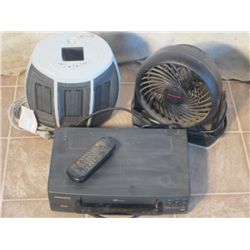 HONEYWELL FAN, FEATURE COMFORTS HEATER , & VCR