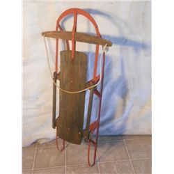 ANTIQUE RED METAL SLED