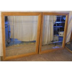 TWO INNER BEVELED BEAUTIFUL OAK FRAMED MATCHING