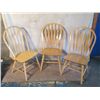 Image 1 : 3 BLOND WOOD HIGH BACK CHAIRS