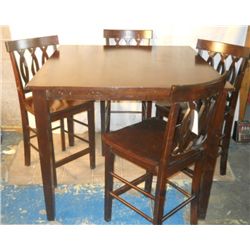 42"x42"x36" WOOD TABLE WITH 4 MATCHING CHAIRS