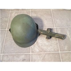 WWII Metal Helmet, with M14 Mortar Scope