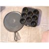 Image 1 : 9 1/2 in. cast iron usa flat pan w/ 8 Muffin TIn