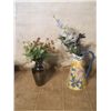 Image 1 : tin flower vase w/ fake flower & flower print vase