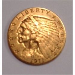 1911 $2.5 Gold Indian Head Coin