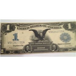 1899 $1 DOLLAR BLACK EAGLE SILVER CERTIFICATE, XF+