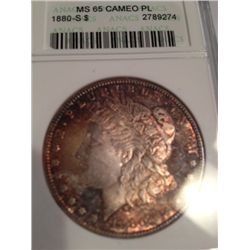 1880-S Morgan Dollar Anacs MS-65 Cameo Proof Like