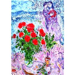 Marc Chagall  Red Roses Bouquet  Ltd Edition Litho W/COA