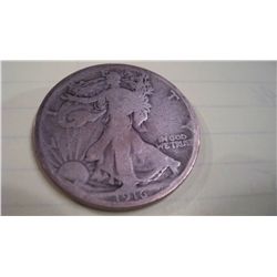 1916 WALKING LIBERTY HALF DOLLAR, VG