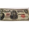 Image 1 : 1907 $5 FIVE DOLLAR LEGAL TENDER NOTE WOODCHOPPER