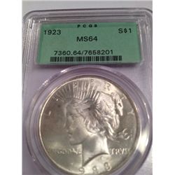 1923-S SILVER PEACE DOLLAR PCGS MS-64
