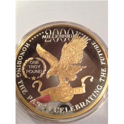 YEAR 2000 ONE LB (16 TROY OZ) .999 PURE SILVER MILLENIUM LTD EDITION MEDALLION