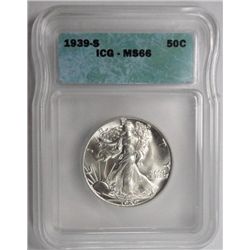 1939S  Walker half $  ICG66