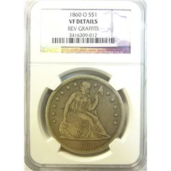 1860O  Seated $  NGC VF   rev graffiti