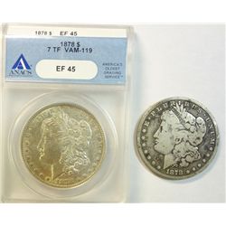 1878 7F VAM-119 Morgan $ ANACS45  really an AU