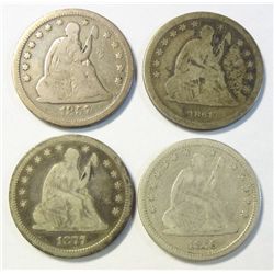 1857-1861-1876-1877S Seated quarters  VG/F