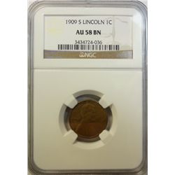 1909S Lincoln penny  NGC58BN