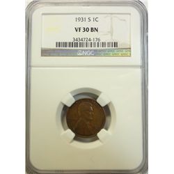 1931S Lincoln penny  NGC30BN