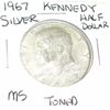 Image 1 : 1967 KENNEDY SILVER HALF DOLLAR *EXTREMELY RARE MS HIGH GRADE TONED - NICE COIN*!!