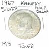 Image 1 : 1967 KENNEDY SILVER HALF DOLLAR *EXTREMELY RARE MS HIGH GRADE TONED - NICE COIN*!!